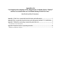<b>Appendices A-D and Data workbook for article “</b><b>An Empirical Investigation of the Alleged Early US Radio Patent "Thicket" and the Government Ban on Civil Radio During World War One”</b>
