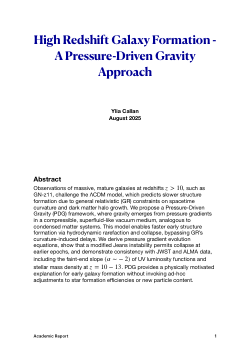 High Redshift Galaxy Formation: A Pressure Driven Gravity Approach