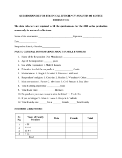 Technical Efficiency Analysis of Coffee Production in West Wollega Zone, Oromia, Ethiopia: The Case of Smallholder Farmers in Gimbi District