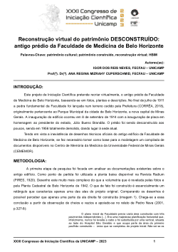Reconstrução virtual do patrimônio DESCONSTRUÍDO: antigo prédio da Faculdade de Medicina de Belo Horizonte