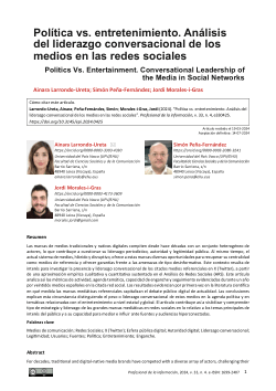 Política vs. entretenimiento. Análisis del liderazgo conversacional de los medios en las redes sociales