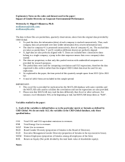 Notes on Data and Codes to Produce Output of Paper on the Impact of Gender Diversity on Environmental Performance.