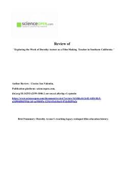 Review of "Exploring the work of Dorothy Arzner as a film-making teacher in southern California"