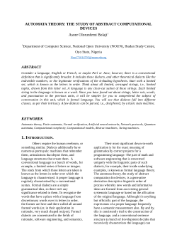 AUTOMATA THEORY: THE STUDY OF ABSTRACT COMPUTATIONAL DEVICES