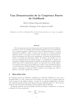 <b>Una Demostración de la Conjetura Fuerte de Goldbach</b>