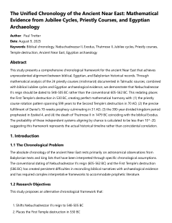 The Unified Chronology of the Ancient Near East: Mathematical Evidence from Jubilee Cycles, Priestly Courses, and Egyptian Archaeology