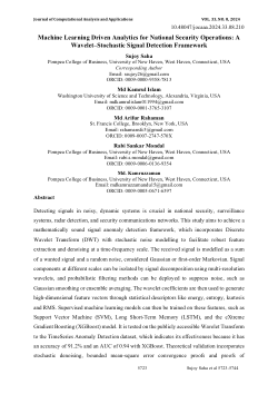 Machine Learning Driven Analytics for National Security Operations: A Wavelet–Stochastic Signal Detection Framework