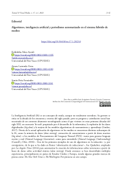 Algoritmos, inteligencia artificial y periodismo automatizado en el sistema híbrido de medios
