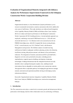 Evaluation of Organizational Maturity integrated with Ishikawa Analysis for Performance Improvement Framework in the Ethiopian Construction Works Corporation Building Division