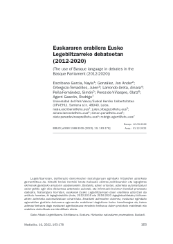 Euskararen erabilera Eusko Legebiltzarreko debateetan (2012-2020) / The use of Basque language in debates in the Basque Parliament (2012-2020)