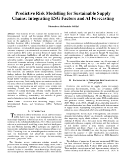 Predictive Risk Modelling for Sustainable Supply Chains: Integrating ESG Factors and AI Forecasting
