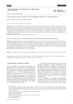 Universidades y redes sociales: De la divulgación científica a la autopromoción / Universities and social networks: From scientific dissemination to self-promotion