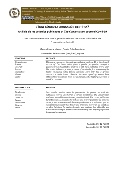 ¿Tiene género la divulgación científica? Análisis de los artículos publicados en The Conversation sobre el Covid-19 / Does science dissemination have a gender? Analysis of the articles published in The Conversation on Covid-19