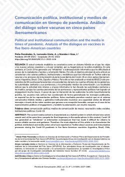 Comunicación política, institucional y medios de comunicación en tiempo de pandemia. Análisis del diálogo sobre vacunas en cinco países iberoamericanos / Political and institutional communication and the media in times of pandemic. Analysis of the dialogue on vaccines in five Ibero-American countries