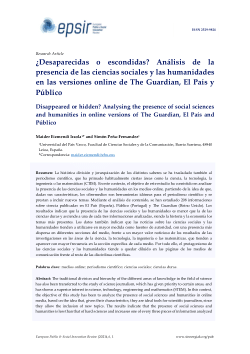 ¿Desaparecidas o escondidas? Análisis de la presencia de las ciencias sociales y las humanidades en las versiones online de The Guardian, El País y Público / Disappeared or hidden? Analysing the presence of social sciences and humanities in online versions of The Guardian, El País and Público
