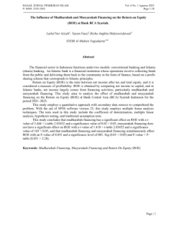 The Influence of Mudharabah and Musyarakah Financing on the Return on Equity (ROE) at Bank BCA Syariah