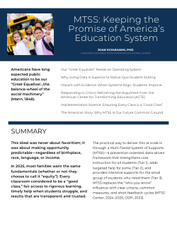 MTSS: Keeping the Promise of America’s Education System