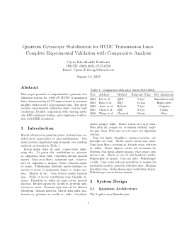 Quantum Gyroscopic Stabilization for HVDC Transmission Lines