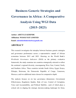BUSINESS GENERIC STRATEGIES AS RELATED TO GOVERNANCE IN AFRICA
