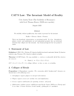 CAT’S Law: The Invariant Model of
Reality
