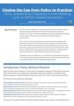 <b>Closing the Gap from Policy to Practice: Why Leadership Capacity Is the Missing Link in MTSS Implementation</b>