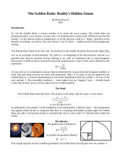 The Honeyverses Hidden Axiom of Unity-The Golden Ratio (v2)