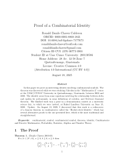 Proof of a Combinatorial Identity