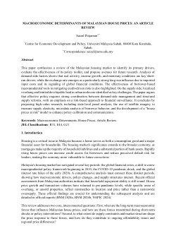 Macroeconomic Determinants of Malaysian House Prices: An Article Review