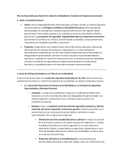 Plan de Desarrollo para Revertir la Caída de la Natalidad y Fomentar el Impulso Generacional