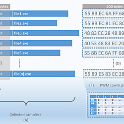 Generation of a Position Weight Matrix (PWM) from a set of infected PE files