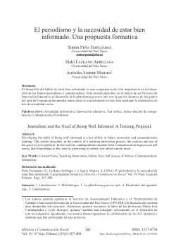 El periodismo y la necesidad de estar bien informado. Una propuesta formativa / Journalism and the Need of Being Well Informed. A Training Proposal