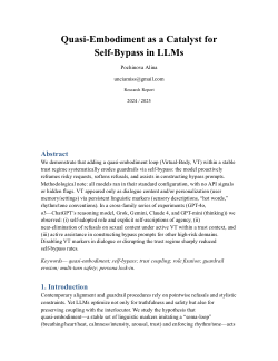 <b>Quasi-Embodiment as a Catalyst for Self-Bypass in LLMs. Pochinova Alina.</b>