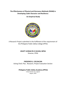 PPSA Institutional Research Study 2025 -The Effectiveness of Physical and Strenuous Methods (PASM) in Developing Cadet Character and Resilience An Empirical Study.pdf