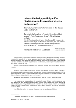 Interactividad y participación ciudadana en los medios vascos en Internet / Interactivity and Citizen’s Participation in the Basque Media on Internet