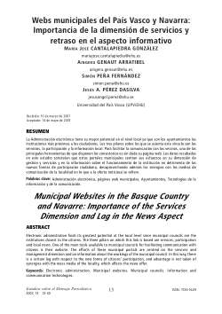 Webs municipales del País Vasco y Navarra: Importancia de la dimensión de servicios y retraso en el aspecto informativo / Municipal Websites in the Basque Country and Navarre: Importance of the Services Dimension and Lag in the News Aspect