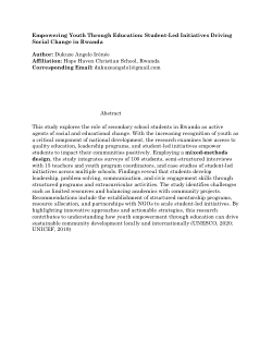 Empowering Youth Through Education: Student-Led Initiatives Driving Social Change in Rwanda