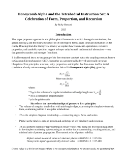 Honeycomb Alpha and the Tetrahedral Instruction Set (v2)