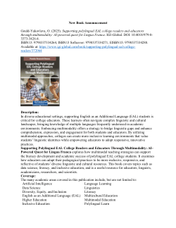<i>Supporting polylingual EAL college readers and educators through multimodality: AI-powered quest for Lingua Franca</i>.