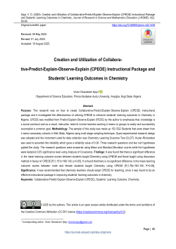 Creation and Utilization of Collaborative-Predict-Explain-Observe-Explain (CPEOE) Instructional Package and Students’ Learning Outcomes in Chemistry in Nigeria