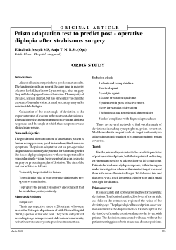 Prism Adaptation Test To Predict Post-Operative Diplopia After Strabismus Surgery