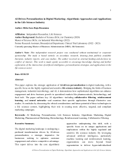 AI-Driven Personalization in Digital Marketing: Algorithmic Approaches and Applications in the Life Sciences Industry