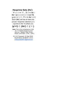 <b>Hexprime</b> <b>Sets</b><b> {Hx’}</b>