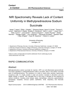 NIR Spectrometry Reveals Lack of Content Uniformity in Methylprednisolone Sodium Succinate