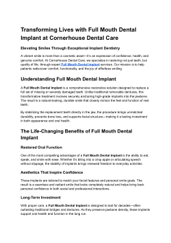 Transforming Lives with Full Mouth Dental Implant at Cornerhouse Dental Care.pdf