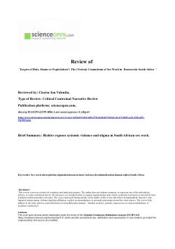 Review of "Targets of Hate, Shame or Exploitation?: The (Violent) Conundrum of Sex Work in Democratic South Africa" by Ciocioc Ion Valentin