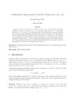A Multiplicative Improvement for 3-AP-Free Transversals on Zm Ã_ Zn