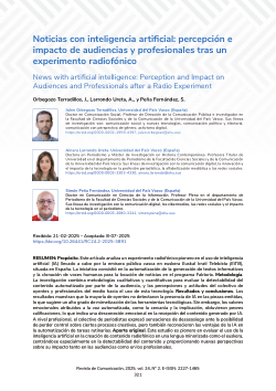Noticias con inteligencia artificial: percepción e impacto de audiencias y profesionales tras un experimento radiofónico / News with Artificial Intelligence: Perception and Impact onAudiences and Professionals after a Radio Experiment
