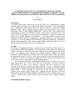 A Stemmed Knife and Its Counterparts from the Middle Paleolithic Industry in Heidesheim am Rhein, Germany.  Is This Rhineland Industry an Ancestral Precursor of the Maisierian?