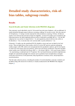 <b>Detailed study characteristics, risk-of-bias tables, subgroup results</b>