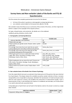 Motivation - Immersion Game Dataset